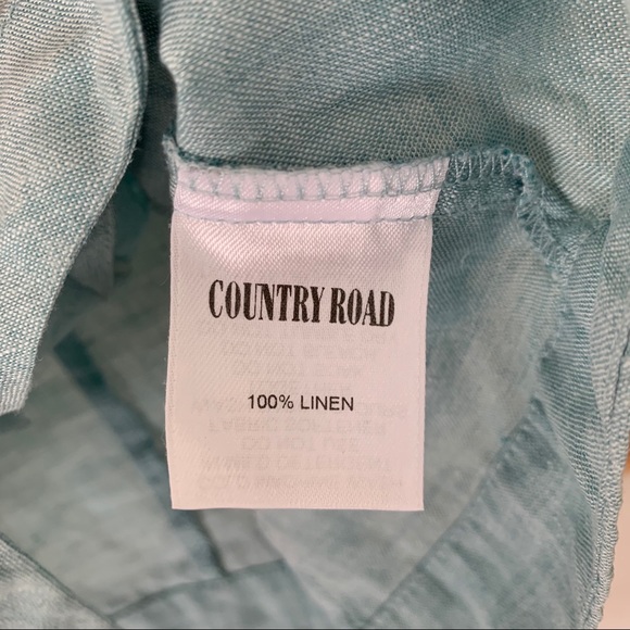 Vintage Country Road Pastel Blue Linen Blouse - Picture 7 of 8